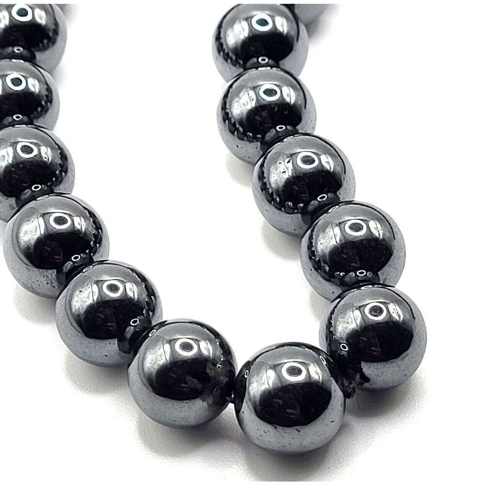 Chunky Hematite Markedβ585 14k gold knotted every 10th bead 3/8in beads 23in